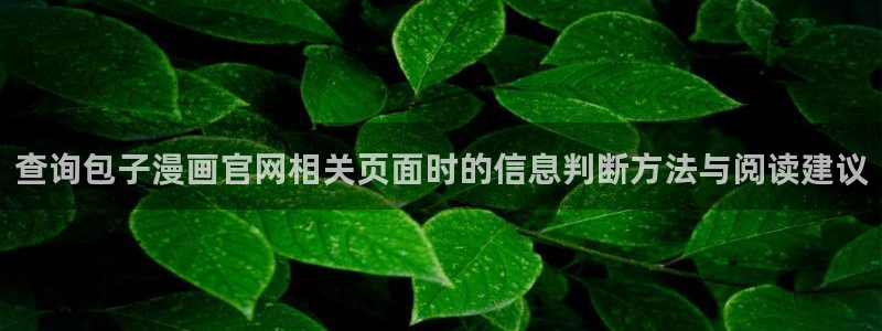 羞羞漫画最新漫画推荐：查询包子漫画官网相关页面时的信息判断方法与阅读建议